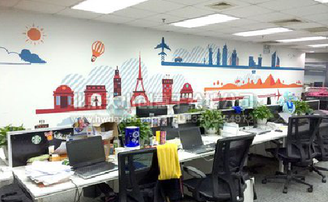 启东教你设计办公室墙绘的方法。